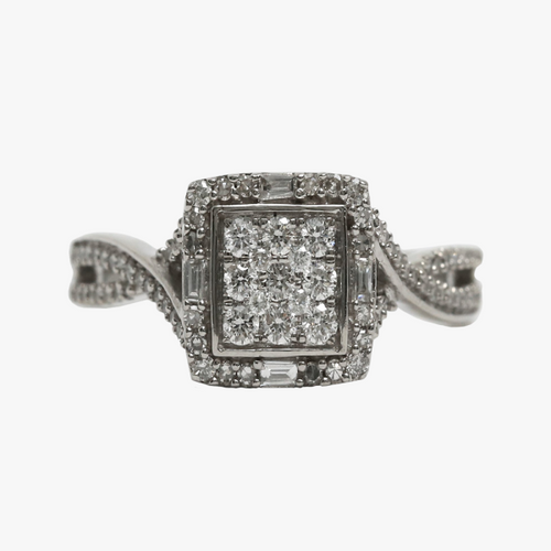 Inel cu Diamante din Aur Alb 10k