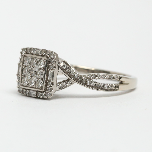 Inel cu Diamante din Aur Alb 10k