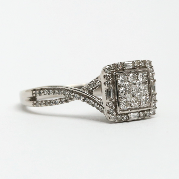 Inel cu Diamante din Aur Alb 10k