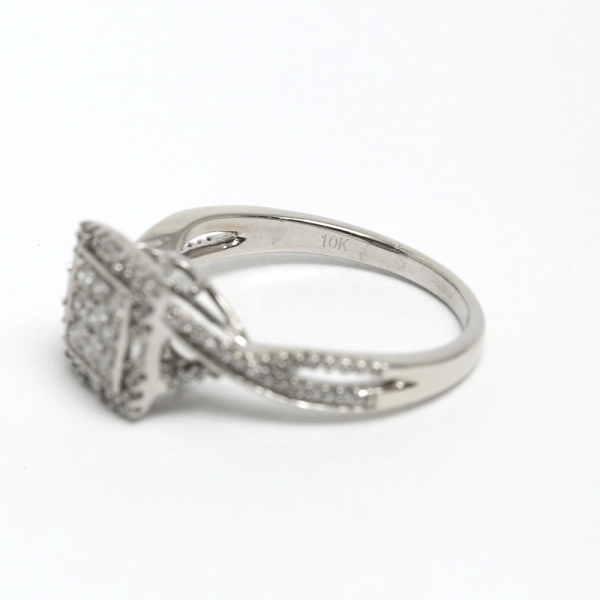 Inel cu Diamante din Aur Alb 10k