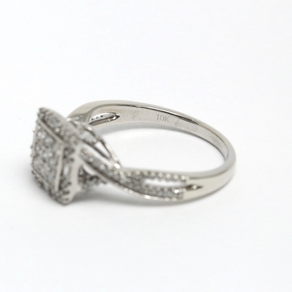 Inel cu Diamante din Aur Alb 10k