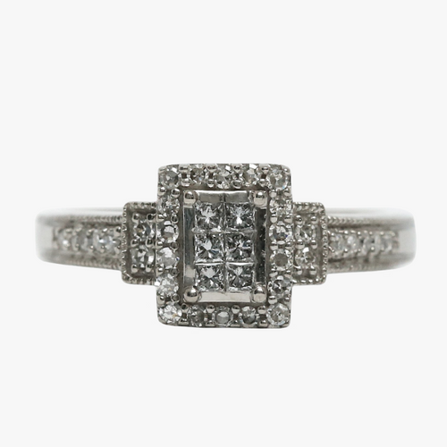 Inel cu Diamante din Aur Alb 10k