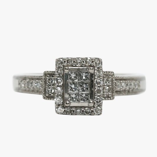 Inel cu Diamante din Aur Alb 10k