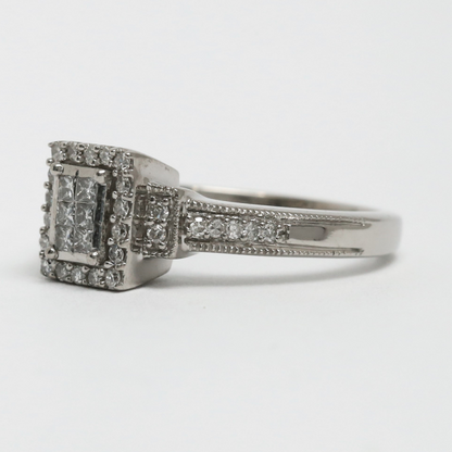 Inel cu Diamante din Aur Alb 10k