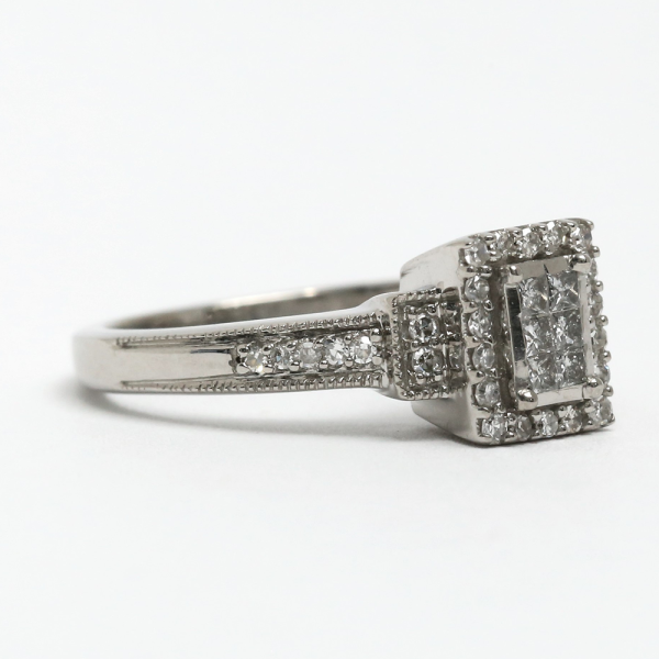 Inel cu Diamante din Aur Alb 10k