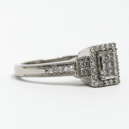 Inel cu Diamante din Aur Alb 10k