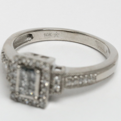 Inel cu Diamante din Aur Alb 10k