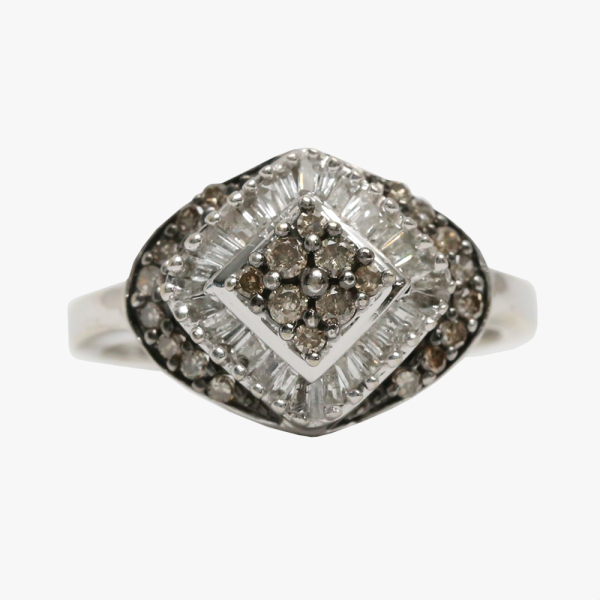 Inel cu Diamante din Aur Alb 10k