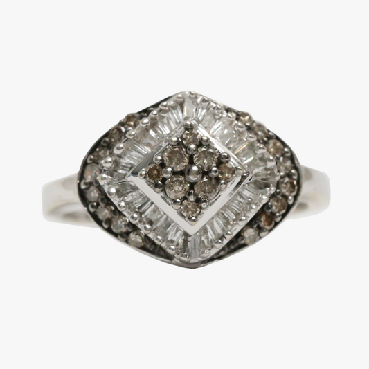 Inel cu Diamante din Aur Alb 10k