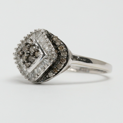 Inel cu Diamante din Aur Alb 10k