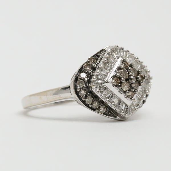 Inel cu Diamante din Aur Alb 10k