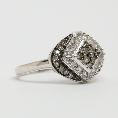 Inel cu Diamante din Aur Alb 10k