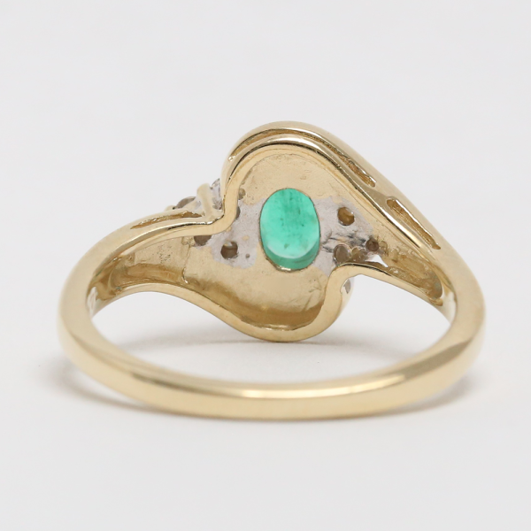 Inel cu Smarald & Diamante din Aur Galben 14k