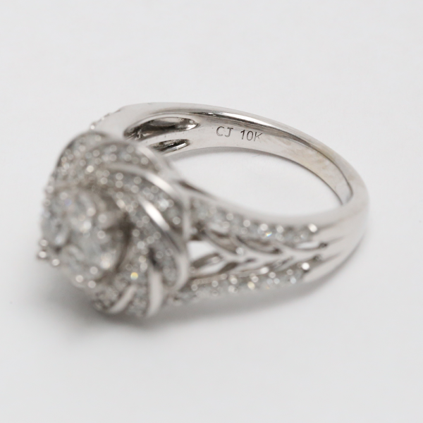 Inel de Cocktail cu Diamante din Aur Alb 10k