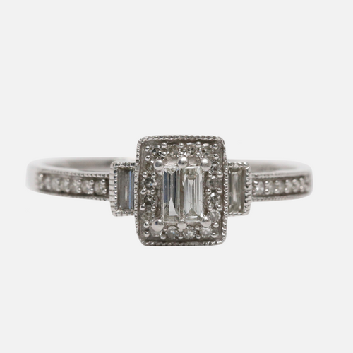 Inel cu Diamante din Aur Alb 10k