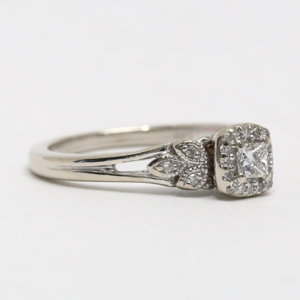 Inel Logodnă cu Diamante din Aur Alb 14k