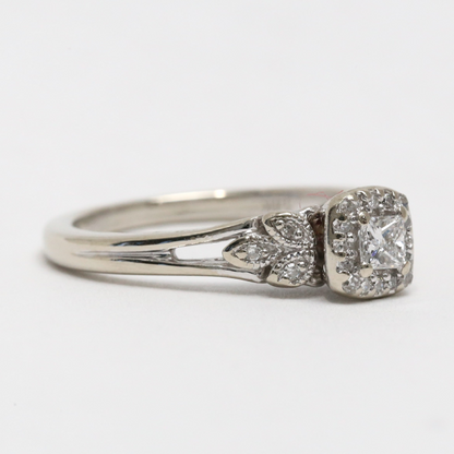 Inel Logodnă cu Diamante din Aur Alb 14k