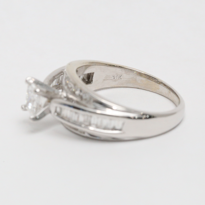 Inel Logodnă cu Diamante din Aur Alb 14k