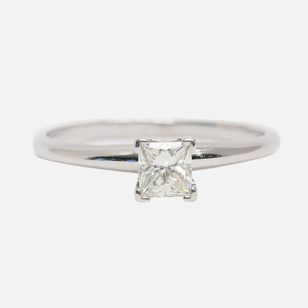 Inel Logodnă cu Diamante din Aur Alb 14k