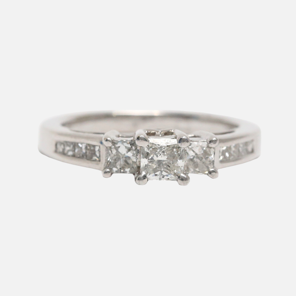 Inel cu Diamante din Aur Alb 14k