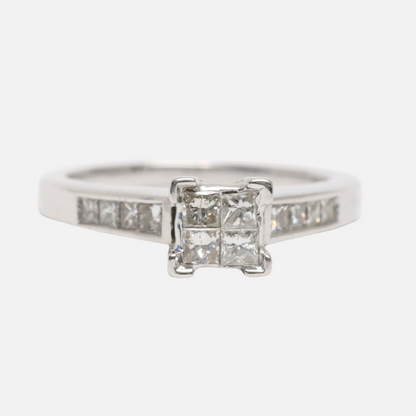 Inel cu Diamante din Aur Alb 14k