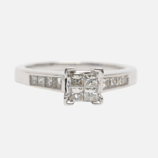 Inel cu Diamante din Aur Alb 14k