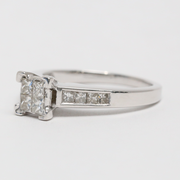 Inel cu Diamante din Aur Alb 14k