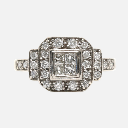 Inel cu Diamante din Aur Alb 14k