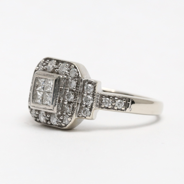 Inel cu Diamante din Aur Alb 14k