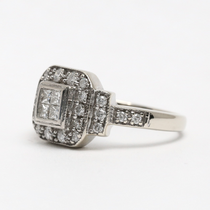 Inel cu Diamante din Aur Alb 14k
