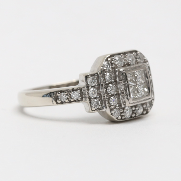 Inel cu Diamante din Aur Alb 14k