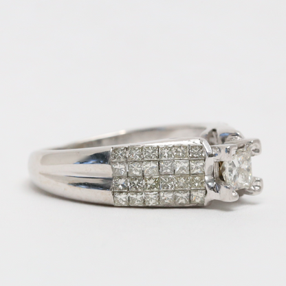 Inel cu Diamante din Aur Alb 14k