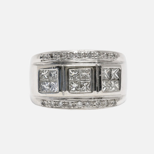 Inel cu Diamante din Aur Alb 14k