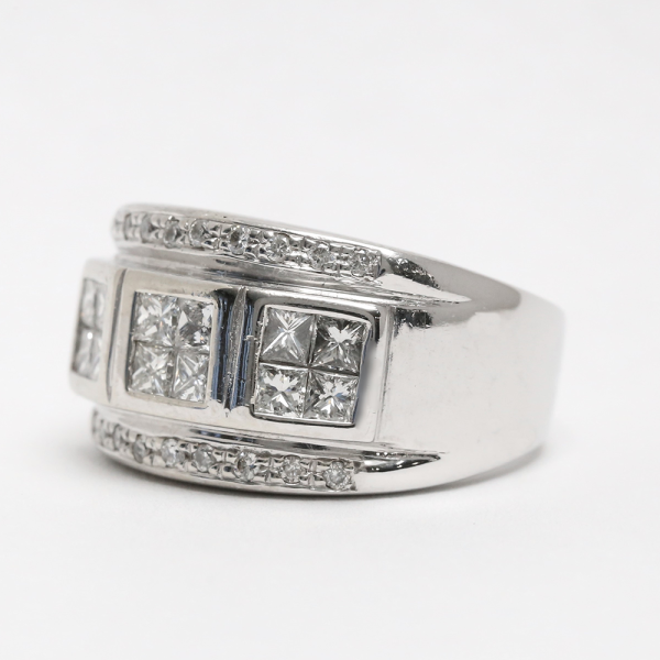 Inel cu Diamante din Aur Alb 14k