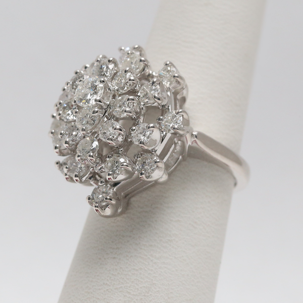 Inel de Cocktail cu Diamante din Aur Alb 14k