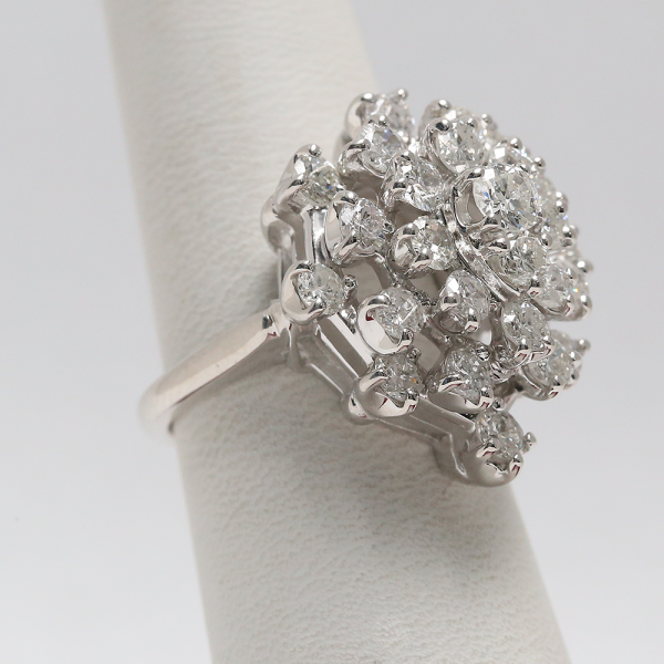 Inel de Cocktail cu Diamante din Aur Alb 14k