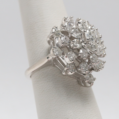 Inel de Cocktail cu Diamante din Aur Alb 14k