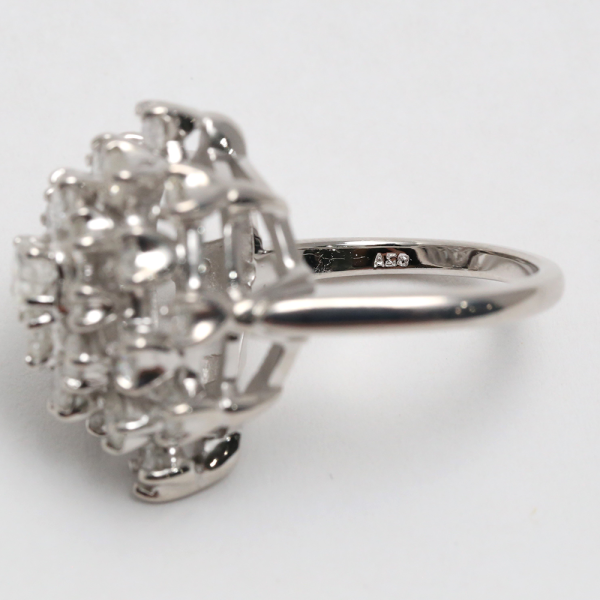 Inel de Cocktail cu Diamante din Aur Alb 14k