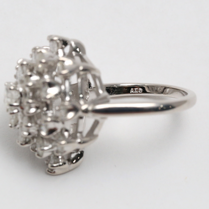 Inel de Cocktail cu Diamante din Aur Alb 14k