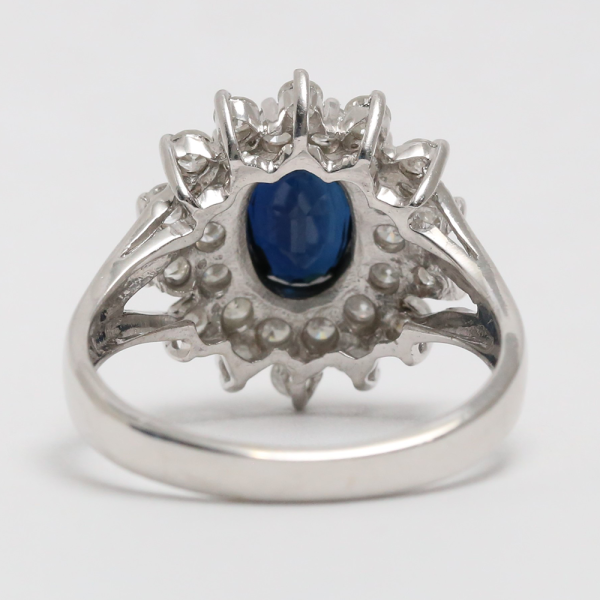 Inel cu Safire & Diamante din Aur Alb 14k