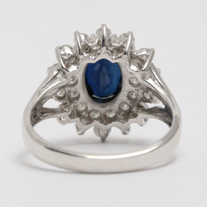 Inel cu Safire & Diamante din Aur Alb 14k