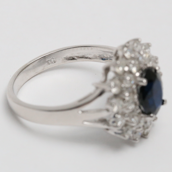 Inel cu Safire & Diamante din Aur Alb 14k