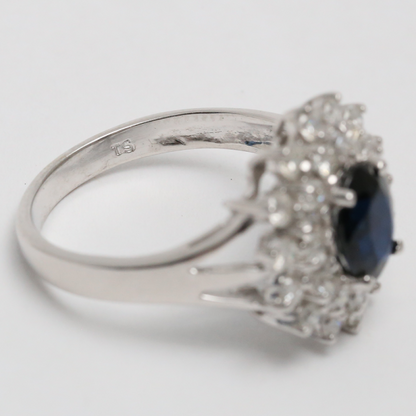 Inel cu Safire & Diamante din Aur Alb 14k