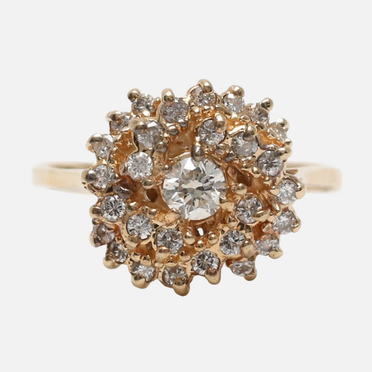 Inel de Cocktail cu Diamante din Aur Galben 14k