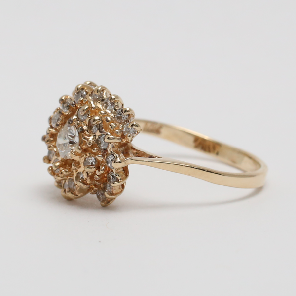 Inel de Cocktail cu Diamante din Aur Galben 14k