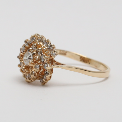 Inel de Cocktail cu Diamante din Aur Galben 14k