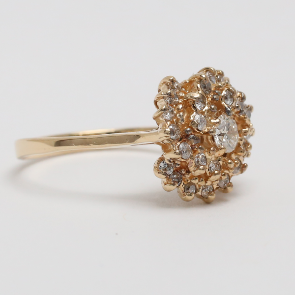 Inel de Cocktail cu Diamante din Aur Galben 14k