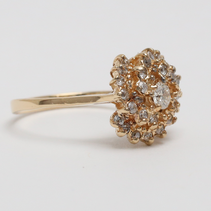 Inel de Cocktail cu Diamante din Aur Galben 14k