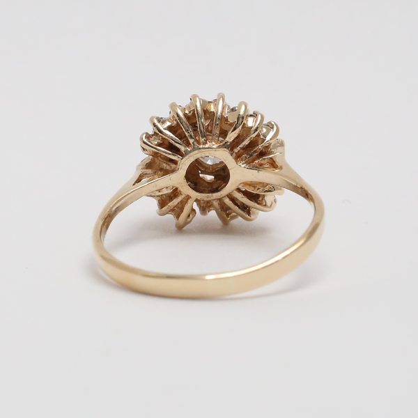 Inel de Cocktail cu Diamante din Aur Galben 14k