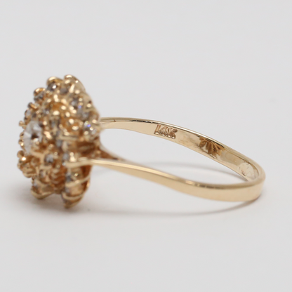 Inel de Cocktail cu Diamante din Aur Galben 14k